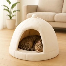 Cuccetta da interno Igloo FluffyHome Bianco. Ideale per gatti e cani di taglia S