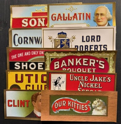 Vintage C 1950 -1960 Lot of 10 + 2 Random Cigar Box Labels Total 12  NOS  - L2