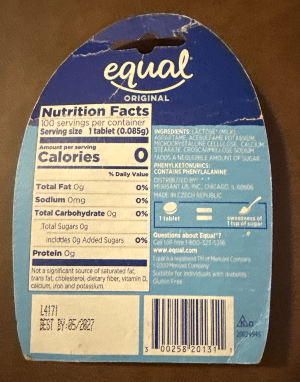 Pack Equal original 0 Calorie Sweetener 100 Tab Per Bottle Exp 5/2027 C1