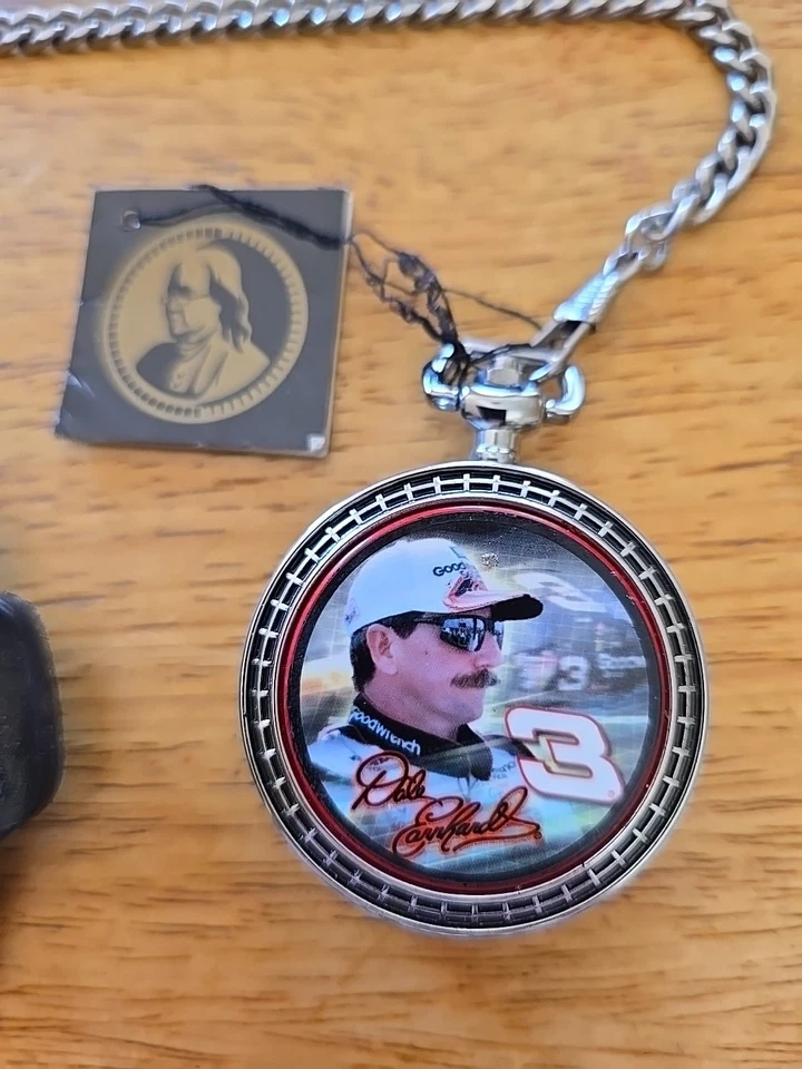 Reloj Bolsillo Franklin Como Nuevo Dale Earnhardt Sr Nascar # 3 De Colección y Estuche De Cuero Foto 2 de 4