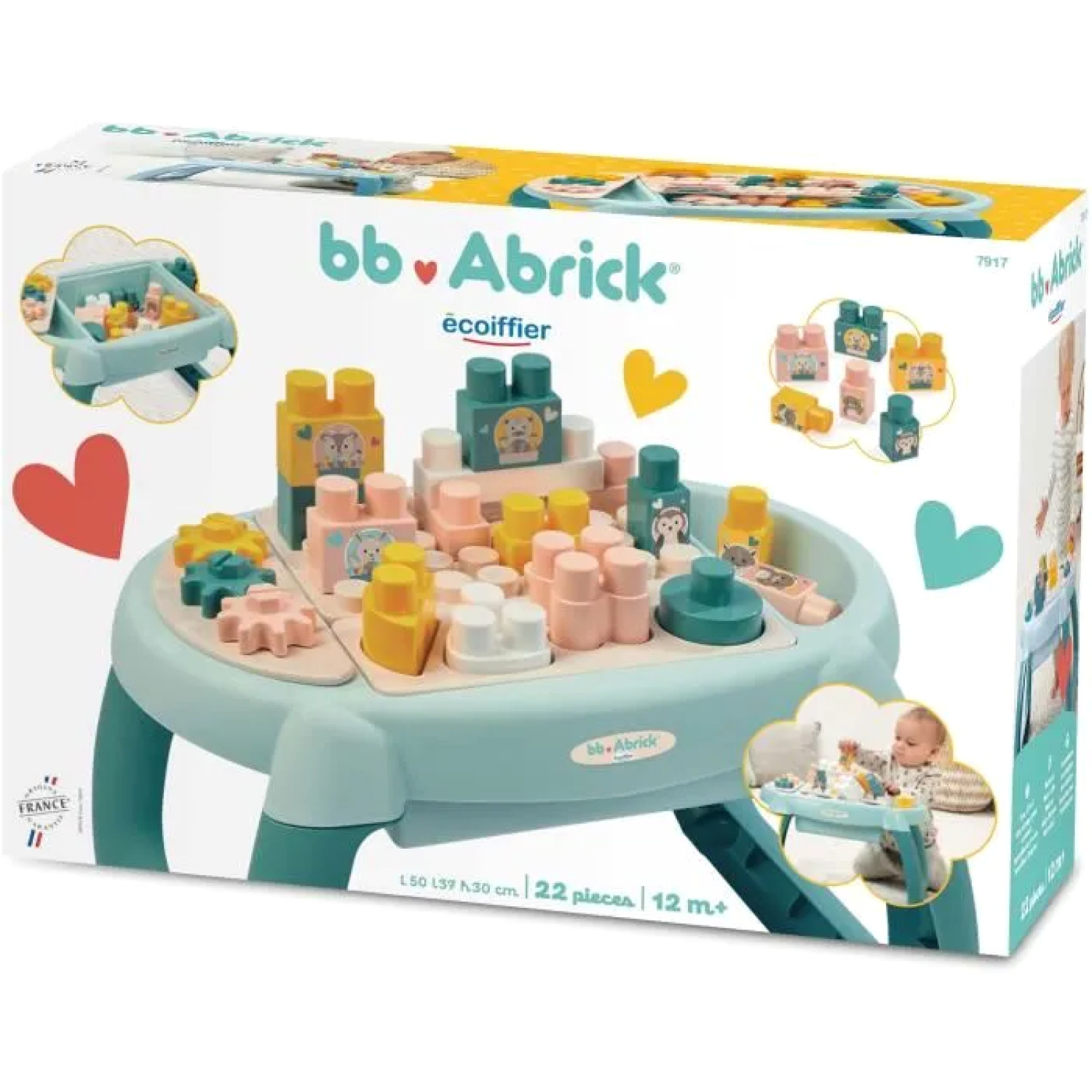 Table d'éveil Écoiffier stable pour stimuler la coordination œil-main de bébé