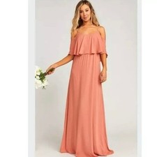 Show Me Your MuMu Caitlin Ruffle Maxi Dress Dune Chiffon Size Medium