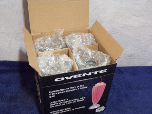Ovente Vintage Style Milkshake Glasses NIB Set of 4 - Picture 4 of 4