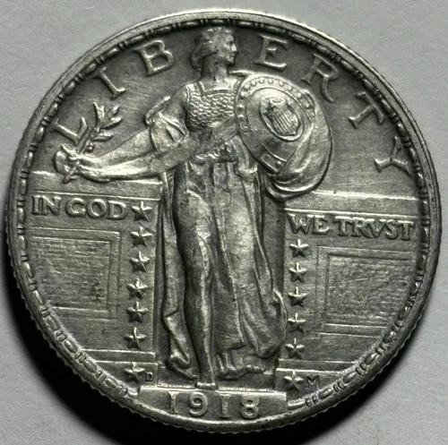 1918-D Standing Liberty Quarter — AU+/UNC Condition Details FH 🔥 Better Date