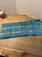 Namaste Vintage Turquoise Scarf 100% Pure Silk 22” By 48”