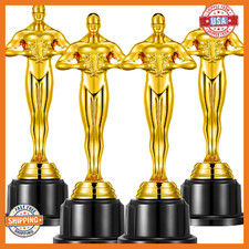 10" Gold Award Trophy, 4 Pack Gold Statues for Award Ceremony, Celebrations