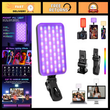 USB Rechargeable RGB LED Selfie Light - Portable Photo Light for Video, Makeup,
