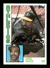 1984 Topps #558 Mike Davis signed autograph clean black sharpie JBN2 BXCP66