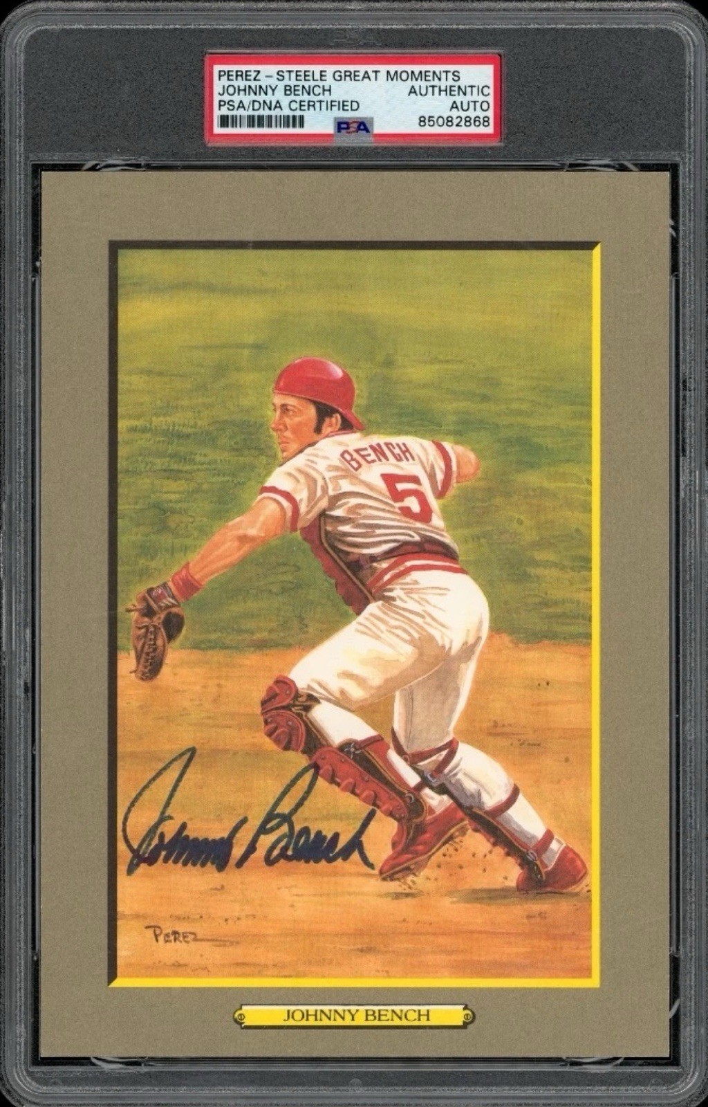 JOHNNY BENCH Auto PSA DNA 1990 Perez-Steele Great Moments /5000 Signed #49 🔥🔥