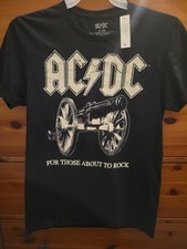 AC/DC ACDC Small "For Those About to Rock" Shortsleeve Black T-Shirt, NEW w tag