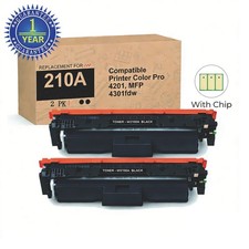 2PK Black Toner 210A W2100A Compatible with HP LaserJet 4201 MFP 4301fdn 4301fdw