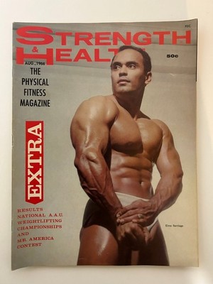 VTG Strength & Health Magazine Aug 1966 Elmo Santiago Mr. America York Barbell
