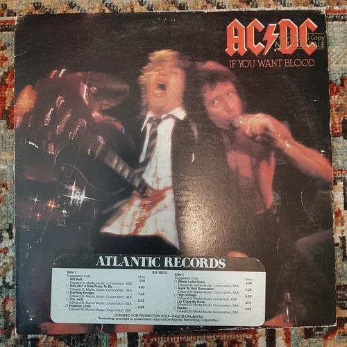 AC/DC If You Want Blood You've Got It PROMO TIMING STRIP 1978 Vinyl LP Record