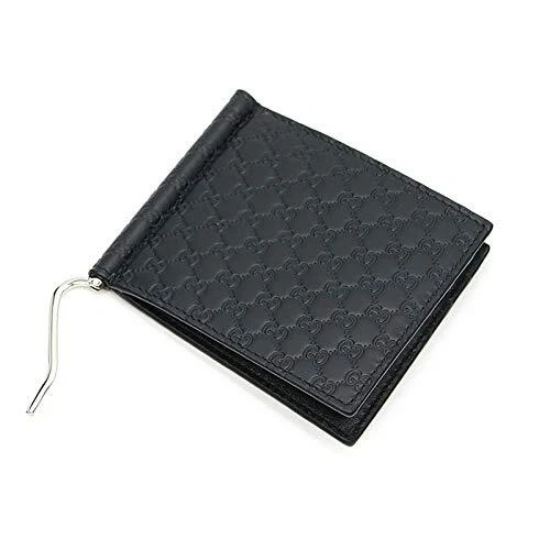 GUCCI Micro Gucci Shima Black GG Embossed Logo Money Clip Wallet [544478  1000]