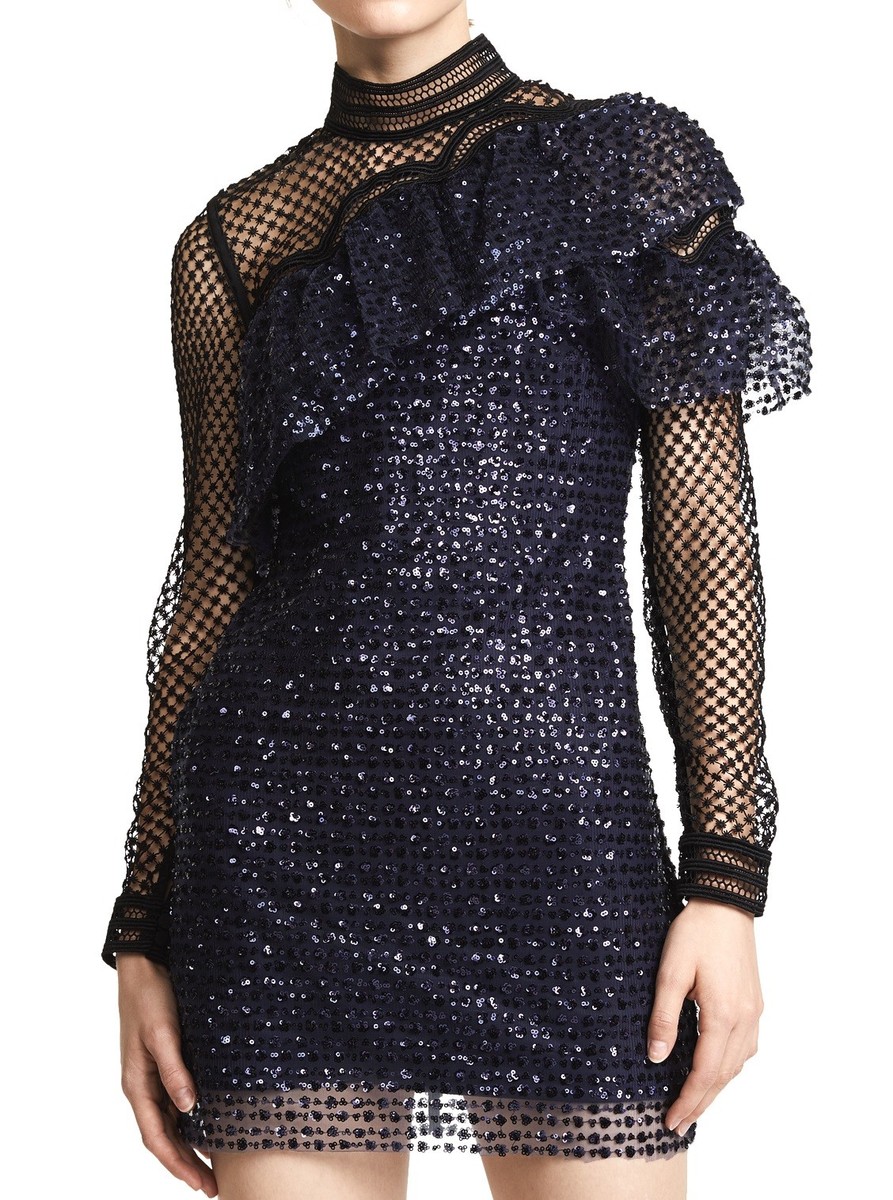 Self Portrait Mesh Embroidered Sequin Mini Dress | eBay