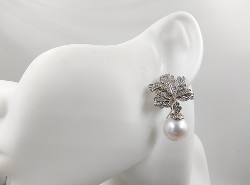 Genuine Huge 12.5mm White Pearl Earrings Moissanite Hallmark 925 Sterling Silver - Picture 18 of 21