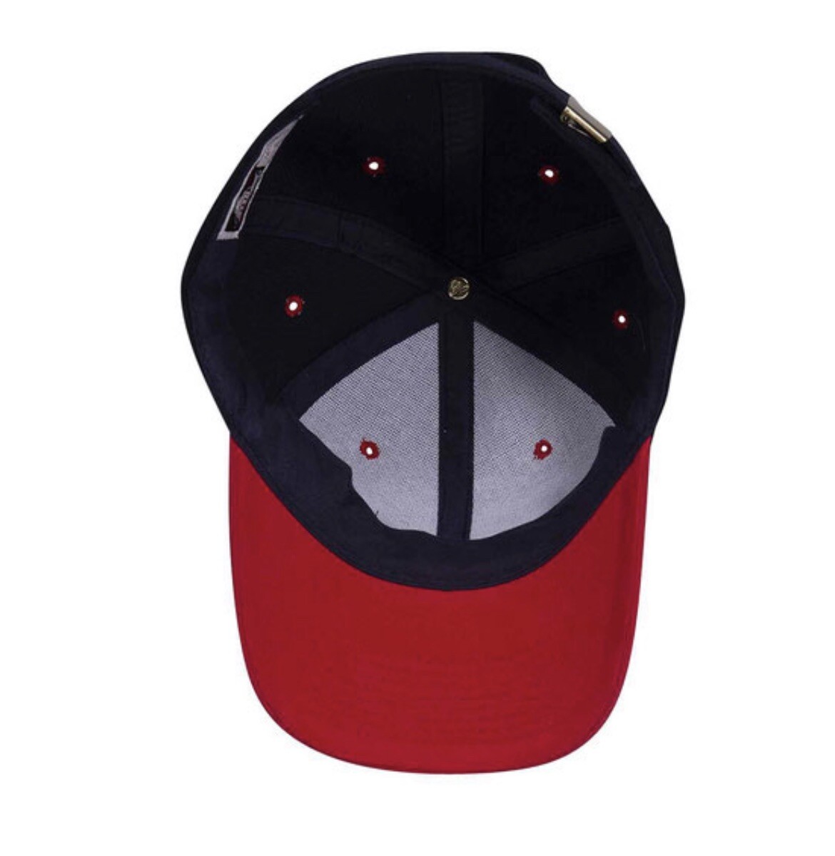 VINTAGE NAVY BLUE RED OTTO CAP HAT 6 PANEL BUCKLE FIRM FRONT MID