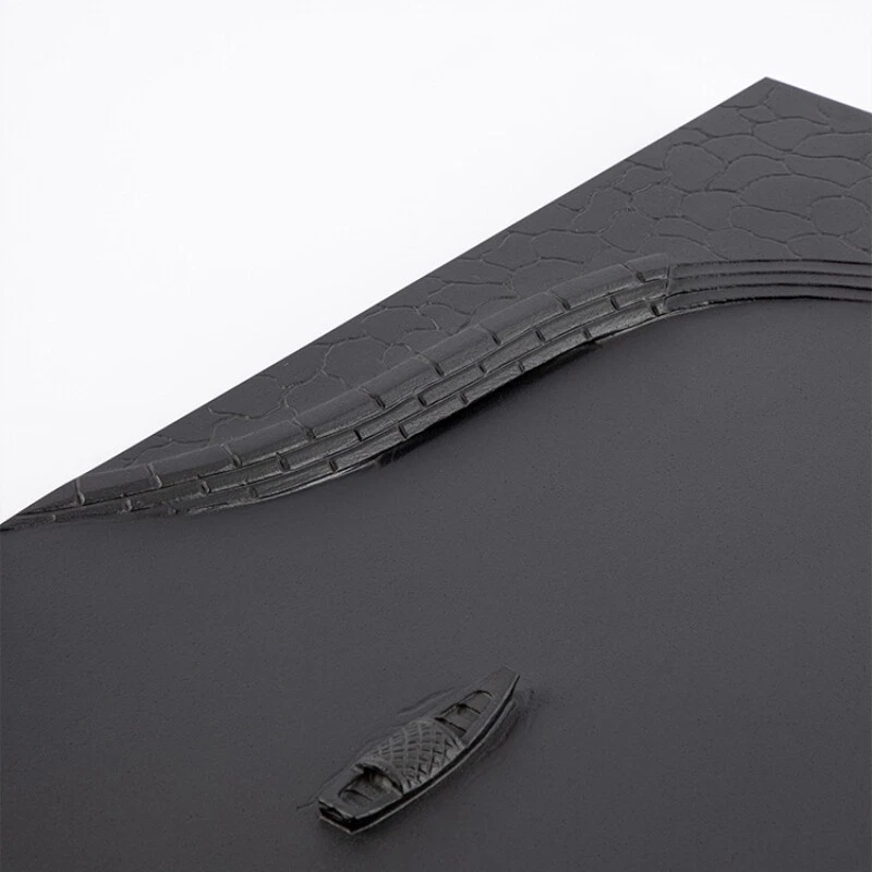 Bandeja de té tallada a mano con forma de barco de piedra negra estilo zen bandeja ponderada para juego de té Foto 3 de 4