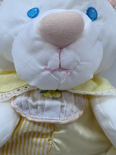 Vintage Fisher Price Puffalump Bear Yellow Stripes Rattle Bib Plush Stuffed - Picture 7 of 15