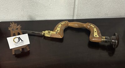 Antique Wood Brass Bit Brace Brass Trim Woodworking Tool Drill