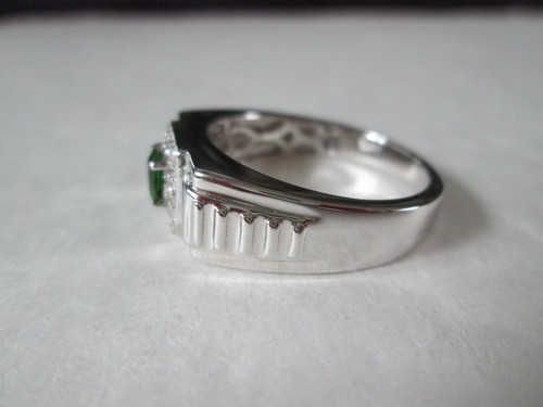 Mens Russian Diopside and Zircon Platinum over Sterling Ring Sz 12 TGW 0.70 ct. - Picture 6 of 9