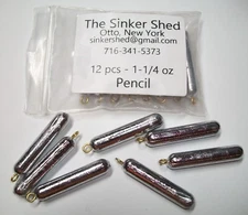 1-1/4 oz pencil sinkers - choice of quantity - FREE SHIPPING - bouncer bumping
