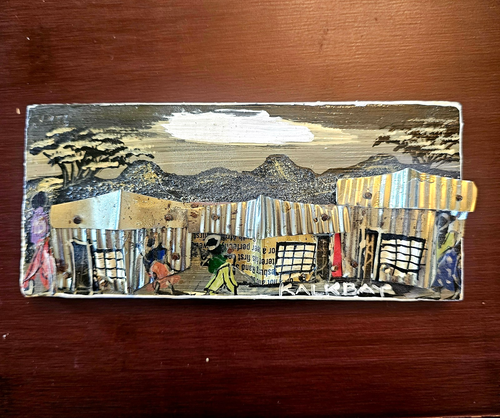 2 mini pinturas sudafricanas madera 3D latas recicladas medios mixtos Ciudad del Cabo firmados - Imagen 3 de 13