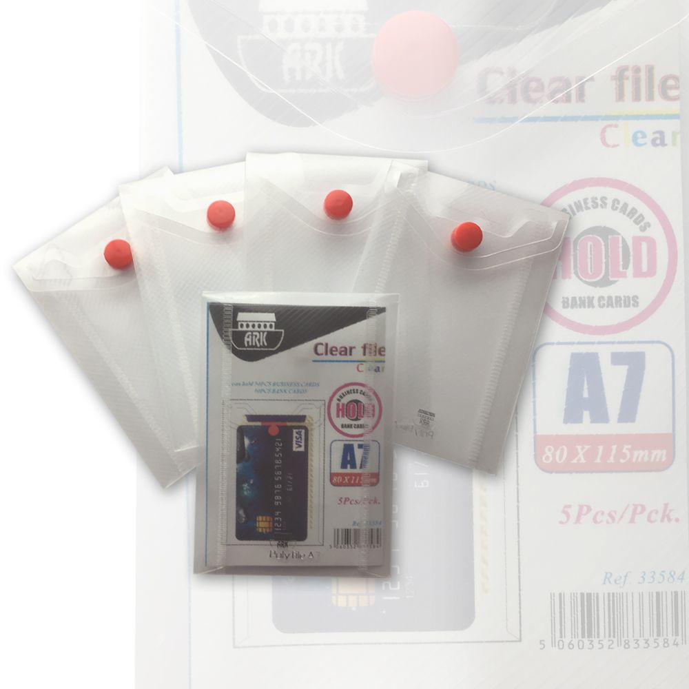 ARK Carry File Popper Wallet File With Press Stud Closure [Pack Of 5] (Clear, A | UK