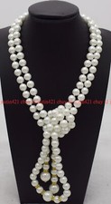 Genuine 8mm White Shell Pearl Round Beads Necklace 36-100"  Not real pearls  