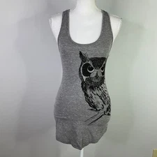 Urban Outfitters Pins And Needles Top Gray Racerback  Owl Print Women Small