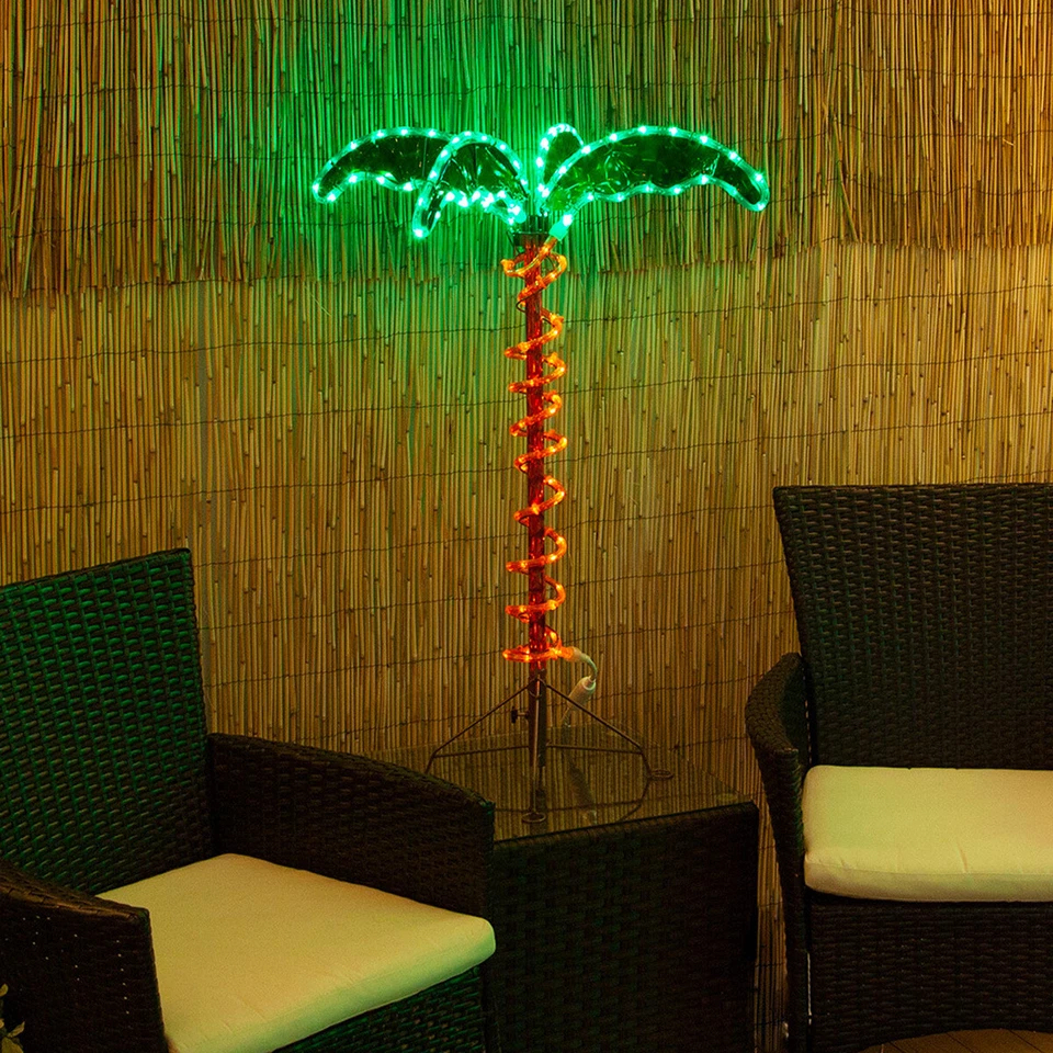 2'-4'-7' Deluxe LED Lighted Palm Trees Rope Light Holographic Trunk & Fronds - Image 3 of 4