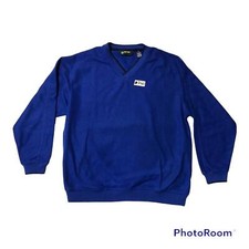 EBTEK Eddie Bauer Mens Vintage Golf Size M Fleece V-Neck Blue Sweater