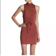 Nwot Free People Women's Intimately Lace Mini Dress Brown Sz M