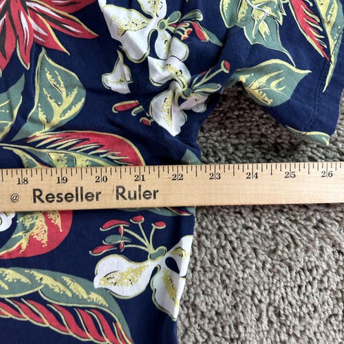 VINTAGE Hilo Hattie Hawaiian Shirt Womens Medium Blue Floral Burst Cotton Rayon - Picture 10 of 12