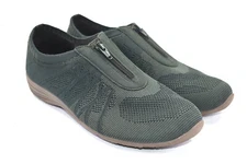 Skechers Transend Womens Green Zip Comfort Casual Knit Shoes Sneakers Size 10