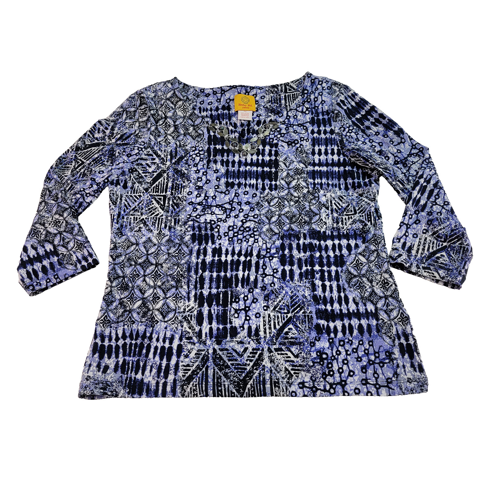 Ruby Red Top Womens PM Embellished Neck Geometric… - image 1