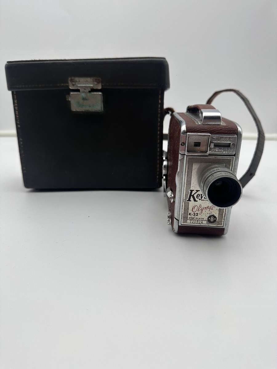 Vintage Keystone Olympic K-32 8mm Roll Film Movie Camera Pig Skin