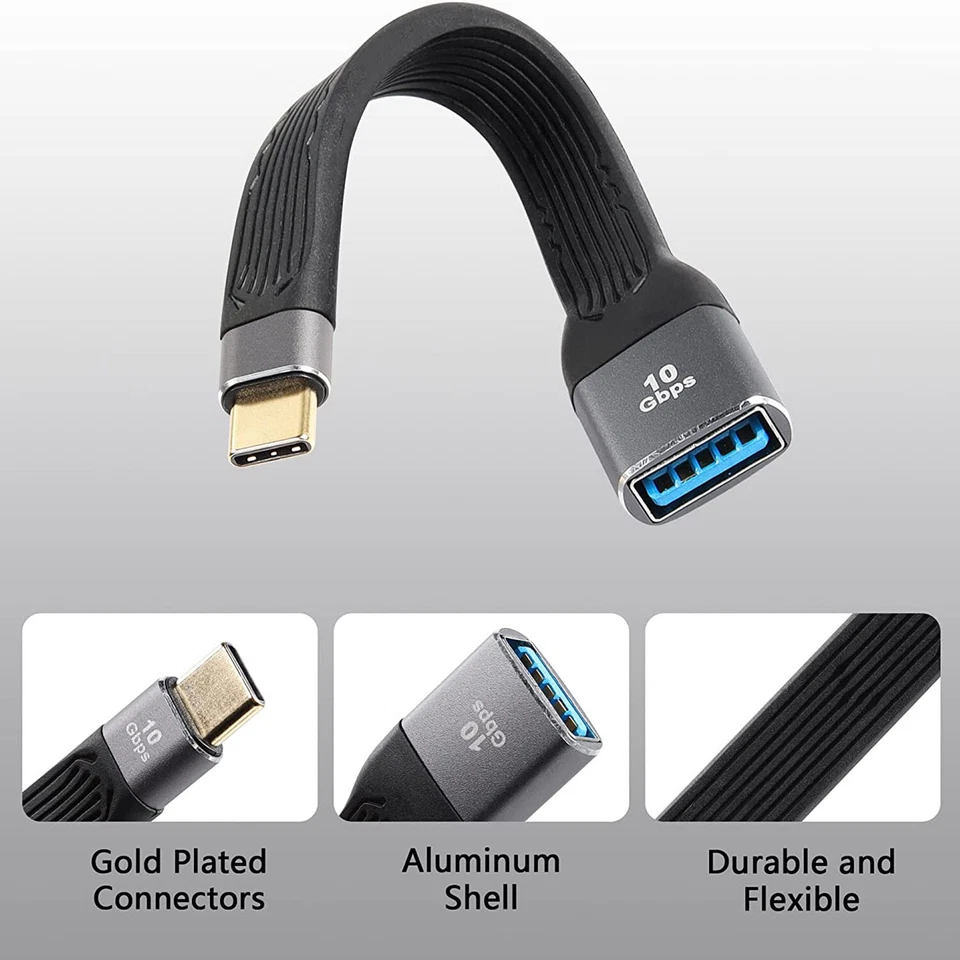 10Gbps USB 3.0 A Female to Type C 3.1 Male FPC OTG Thunderbolt3 Adapter Cable - Image 3 of 4