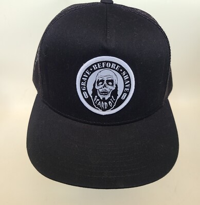 GRAVE BEFORE SHAVE Beard Oil Black Trucker Hat Zombie No Shave November Spooky