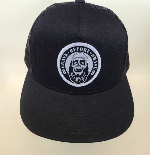 GRAVE BEFORE SHAVE Beard Oil Black Trucker Hat Zombie No Shave November Spooky
