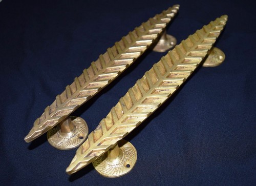 Golden Love Leaf Shaped Handle Brass Handmade Garden Gate Door Handle Gk 593 - 第 6/9 張圖片