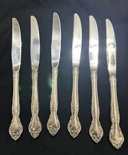 Lot Of 6 Oneida Affection Dinner Knives 9" Embellished Floral Handle