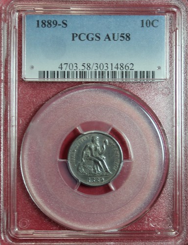 1889-S LIBERTY SEATED DIME PCGS AU58