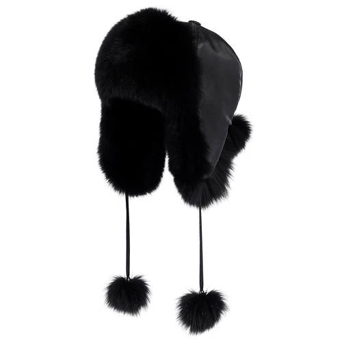 Women's Real Fox Fur Trapper Hat Raccoon Fur Russian Ushanka Ear Flap Bomber Cap - Picture 22 of 37