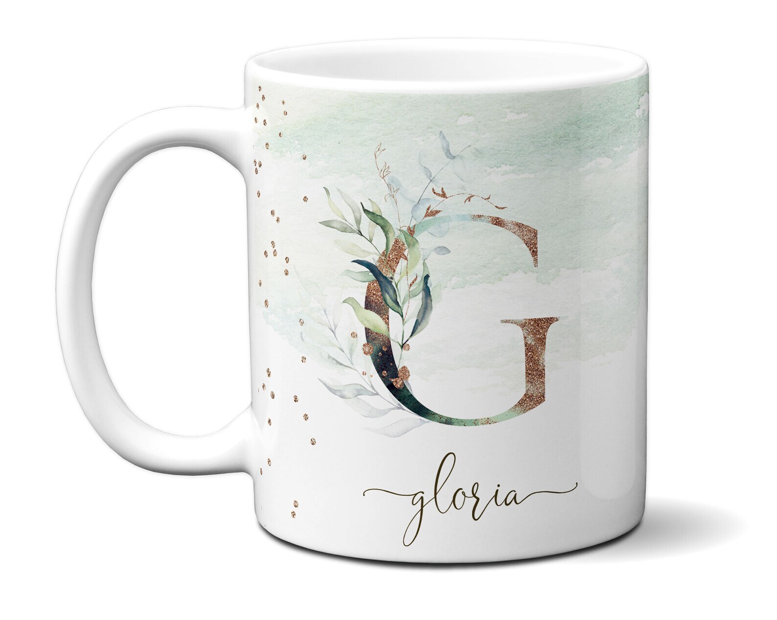 Custom Floral Initial Name Mug - Monogrammed Gift for Bride or Bridesmaids