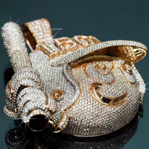 Authentic Fully Iced Out Hip Hop Cartoon Two Tone 925 Silver & Rose Gold Plated Jewelry