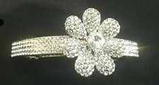 New Bridal Rhinestone  Crystal 3 1/2'' Daisy Floral Hair Barrette- Lever Back