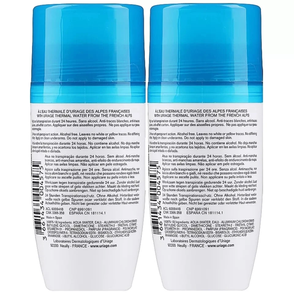 2 X Uriage Power 3 Anti-Odor Antiperspirant Roll On Deodorant 50mI Exp 10/2027 - Image 4 of 4