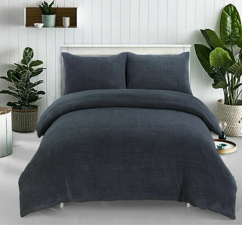 Teddy Bear Fleece Fitted Sheet OR Duvet Cover Set Sherpa Bedding Warm - Picture 32 of 36