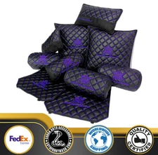 BLACK AND PURPLE DIAMOND JDM VIP CAR INTERIOR Seat Back and Neck PILLOWS SET